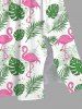 Robe midi hawaïenne fendue à imprimé flamants roses et feuilles tropicales grandes tailles - Blanc 2X