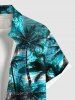 Chemise hawaïenne grande taille pour homme, imprimé vagues et cocotiers, avec poches et boutons. - Vert L