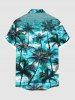 Chemise hawaïenne grande taille pour homme, imprimé vagues et cocotiers, avec poches et boutons. - Vert L