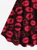 Plus Size Valentine's Day Heart Lips Print Tank Dress -  