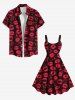 Plus Size Valentine's Day Heart Lips Print Tank Dress -  