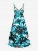Plus Size Coconut Tree Sea Waves Print Surplice Hawaii Cami Dress -  