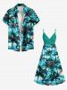 Plus Size Coconut Tree Sea Waves Print Surplice Hawaii Cami Dress -  
