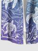 Plus Size Ombre Sea Waves Turtle Print Buttons Pocket Hawaii Shirt For Men -  
