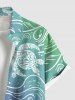 Plus Size Ombre Sea Waves Turtle Print Buttons Pocket Hawaii Shirt For Men -  