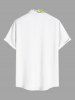 Chemise hawaïenne grande taille pour homme, à imprimé feuilles tropicales et fleurs d'hibiscus, boutons et poche. - Blanc 4XL