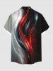 Plus Size Galaxy Curve Colorblock Glitter 3D Print Buttons Pocket Shirt For Men -  
