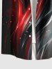 Plus Size Galaxy Curve Colorblock Glitter 3D Print Buttons Pocket Shirt For Men -  