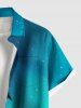 Plus Size Galaxy Ombre Coconut Tree Hibiscus Flowers Leaf Print Buttons Pocket Hawaii Shirt For Men -  
