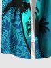 Plus Size Galaxy Ombre Coconut Tree Hibiscus Flowers Leaf Print Buttons Pocket Hawaii Shirt For Men -  
