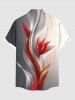 Chemise hawaïenne grande taille pour homme, imprimé ombré de fleurs et de feuilles, boutons et poche. - Gris S