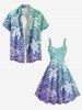 Robe débardeur hawaïenne grande taille à imprimé tortue et vagues ombrées - Bleu 2X
