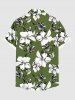 Chemise hawaïenne grande taille pour homme, à imprimé feuilles d'hibiscus, boutons et poche. - Vert S