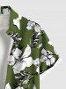 Chemise hawaïenne grande taille pour homme, à imprimé feuilles d'hibiscus, boutons et poche. - Vert S