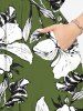 Robe midi hawaïenne à imprimé de fleurs d'hibiscus grande taille - Vert profond XS