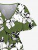 Robe midi hawaïenne à imprimé de fleurs d'hibiscus grande taille - Vert profond XS