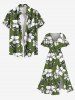 Robe midi hawaïenne à imprimé de fleurs d'hibiscus grande taille - Vert profond L