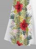 Robe longue hawaïenne à imprimé feuilles tropicales et fleurs d'hibiscus, épaules dénudées et bretelles croisées, grande taille - Blanc M