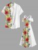 Robe longue hawaïenne à imprimé feuilles tropicales et fleurs d'hibiscus, épaules dénudées et bretelles croisées, grande taille - Blanc M