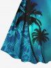 Robe hawaïenne vintage à imprimé ombré galaxie, cocotiers et hibiscus pour grandes tailles - Turquoise Foncée M