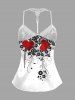 Plus Size Valentine's Day Flowers Leaf Heart Print Lace Trim Strappy Slip Pajama Top -  