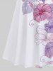 Robe longue trapèze à imprimé floral et feuilles, style hawaïen, dégradé ombré, croisée, grande taille - Blanc 3X