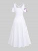 Robe longue trapèze à imprimé floral et feuilles, style hawaïen, dégradé ombré, croisée, grande taille - Blanc 3X