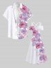 Robe longue trapèze à imprimé floral et feuilles, style hawaïen, dégradé ombré, croisée, grande taille - Blanc 3X