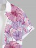 Plus Size Flower Leaf Print Hawaii Ombre Button Pocket Shirt For Men -  