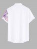Chemise à poches boutonnées Hawaï à imprimé floral et feuilles grande taille pour hommes - Blanc 4XL