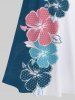 Plus Size Flower Contrast Colorblock Print Hawaii Crisscross A Line Maxi Dress -  