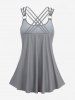 Maillot de bain tankini grande taille à imprimé tête de mort et rose, avec anneaux et shorty croisé. - Gris M | US 10