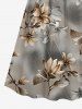 Robe débardeur trapèze à imprimé floral et feuilles ombré grande taille, style hawaïen, cache-cœur. - Brun M