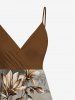 Robe débardeur trapèze à imprimé floral et feuilles ombré grande taille, style hawaïen, cache-cœur. - Brun 2X