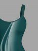Robe hawaïenne grande taille imprimée cocotiers, soleil et mer, coupe trapèze - Émeraude 2X