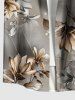 Plus Size Flower Leaf Ombre Print Hawaii Button Pocket Shirt For Men -  