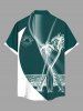 Plus Size Coconut Tree Sea Sun Curve Print Hawaii Button Pocket Shirt For Men -  