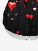 Plus Size Heart Print Valentines Lace Trim Pajama Shorts -  