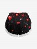 Short de pyjama grande taille à imprimé cœur et bordure en dentelle pour la Saint-Valentin - Noir 6XL