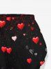 Short de pyjama grande taille à imprimé cœur et bordure en dentelle pour la Saint-Valentin - Noir 6XL