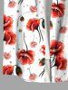 Plus Size Flower Print Hawaii Button Pocket Shirt For Men -  