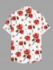Plus Size Flower Print Hawaii Button Pocket Shirt For Men -  