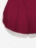Plus Size Lace Trim Solid Pajama Shorts - Rouge 3XL