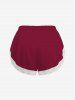 Plus Size Lace Trim Solid Pajama Shorts - Rouge 3XL