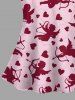 Plus Size Heart Cupid Print Valentines Lace Trim Crochet Pajama Top - Rose clair 6XL