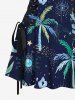 Coconut Tree Tropical Leaf Sun Moon Eye Print Hawaii Lace Up A Line Dress -  