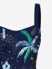 Coconut Tree Tropical Leaf Sun Moon Eye Print Hawaii Lace Up A Line Dress -  