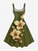 Robe hawaïenne grande taille à imprimé fleurs et feuilles - Vert 1X