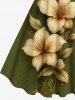 Robe hawaïenne grande taille à imprimé fleurs et feuilles - Vert 1X
