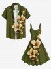 Robe hawaïenne grande taille à imprimé fleurs et feuilles - Vert 1X